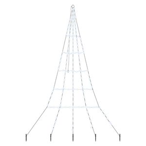 vidaXL Arbre de Noël LED avec piquets au sol Blanc froid 300 cm Métal