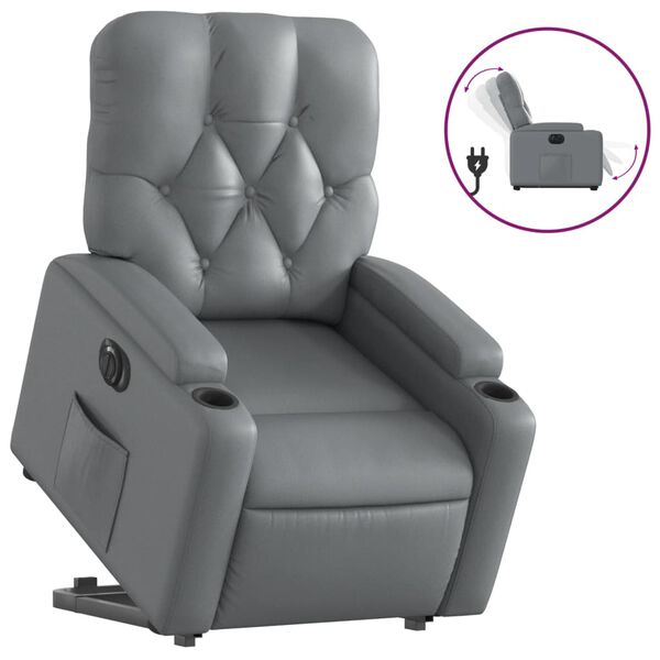 vidaXL Fauteuil inclinable &eacute;lectrique gris similicuir