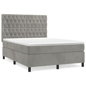 vidaXL Sommier &agrave; lattes de lit et matelas Gris clair 140x190cm Velours