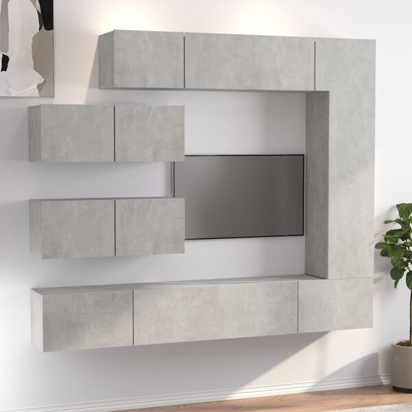 vidaXL Ensemble de meubles TV 7 pcs Gris b&eacute;ton Bois d'ing&eacute;nierie
