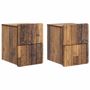 vidaXL Cabinet de chevet mural 2 pcs Bois ancien 33 x 34,5 x 43 cm