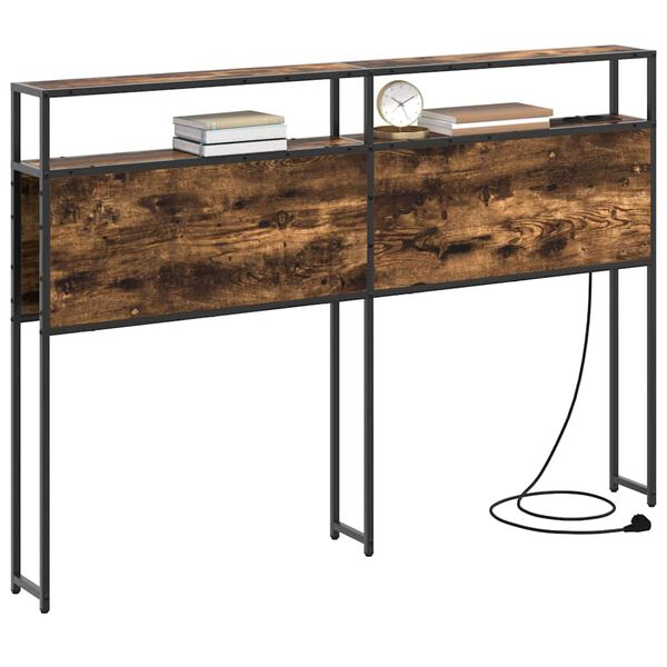 vidaXL T&ecirc;te de lit de rangement Ch&ecirc;ne fum&eacute; 135 cm Bois d'ing&eacute;nierie