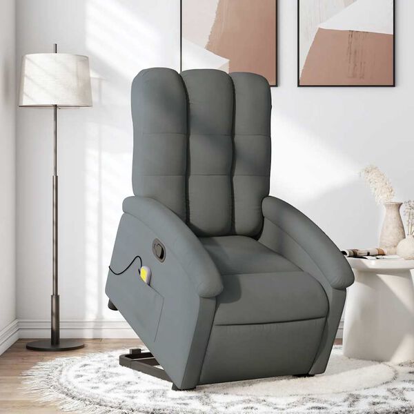 vidaXL Fauteuil de massage inclinable Gris fonc&eacute; Tissu