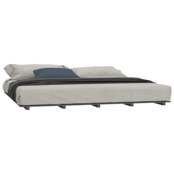 vidaXL Cadre de lit sans matelas gris 160x200 cm bois de pin massif