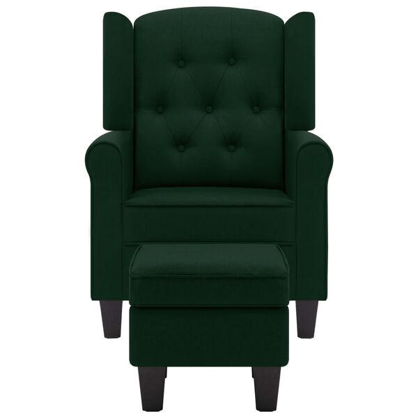 vidaXL Fauteuil avec repose-pied Vert fonc&eacute; Tissu