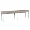 vidaXL Banc 160 cm Blanc Rotin naturel kubu et bois de manguier massif