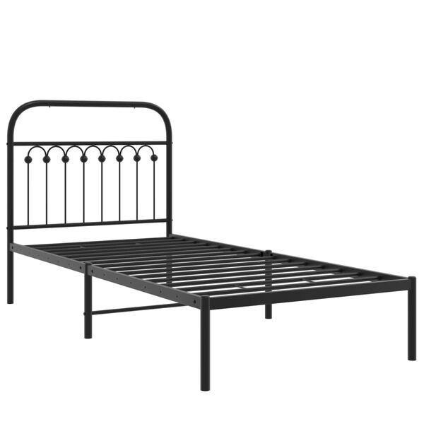 vidaXL Cadre de lit métal sans matelas avec tête de lit noir 90x190 cm