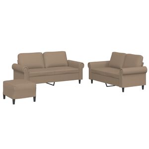 vidaXL Ensemble de canap&eacute;s 3 pcs avec coussins Cappuccino Similicuir