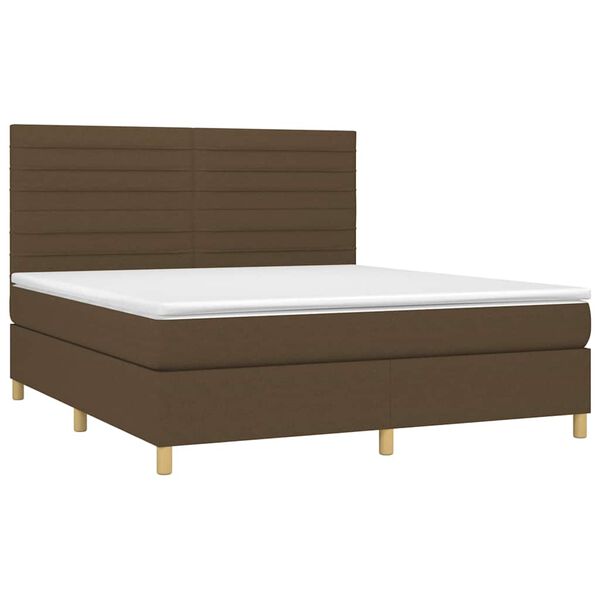 vidaXL Sommier &agrave; lattes de lit matelas et LED Marron fonc&eacute; 180x200 cm