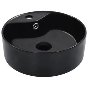 vidaXL Lavabo avec trop-plein 36x13 cm C&eacute;ramique Noir