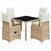 vidaXL Ensemble de bistro de jardin 5 pcs coussins beige poly rotin