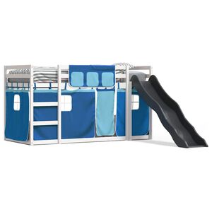 vidaXL Lit superpos&eacute; sans matelas avec toboggan et rideaux 90x200 cm