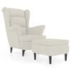 vidaXL Fauteuil &agrave; oreilles avec tabouret cr&egrave;me velours