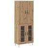 vidaXL Haut Armoire 2 pcs Ch&ecirc;ne artisanal Bois d'ing&eacute;nierie et verre