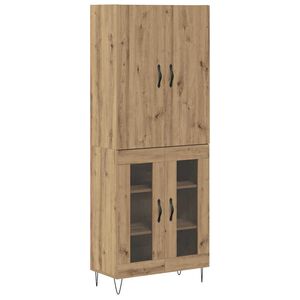 vidaXL Haut Armoire 2 pcs Ch&ecirc;ne artisanal Bois d'ing&eacute;nierie et verre