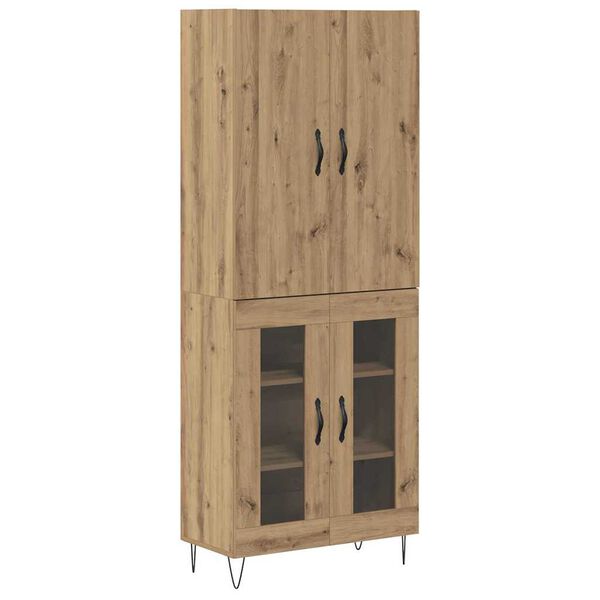 vidaXL Haut Armoire 2 pcs Ch&ecirc;ne artisanal Bois d'ing&eacute;nierie et verre