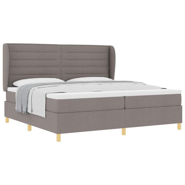 vidaXL Lit &agrave; ressorts avec matelas gris fonc&eacute; 90x190 cm Taupe tissu