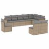vidaXL Salon de jardin avec coussins 10 pcs beige r&eacute;sine tress&eacute;e
