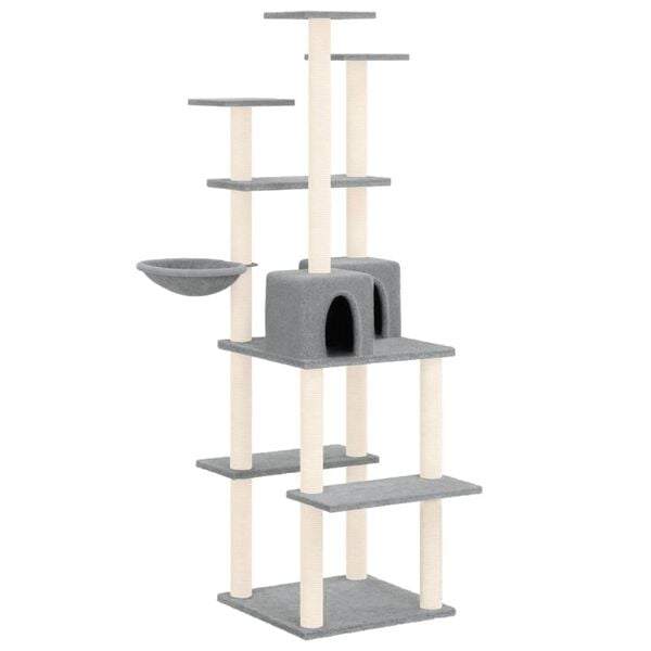 vidaXL Arbre &agrave; chat avec griffoirs en sisal Gris clair 167 cm