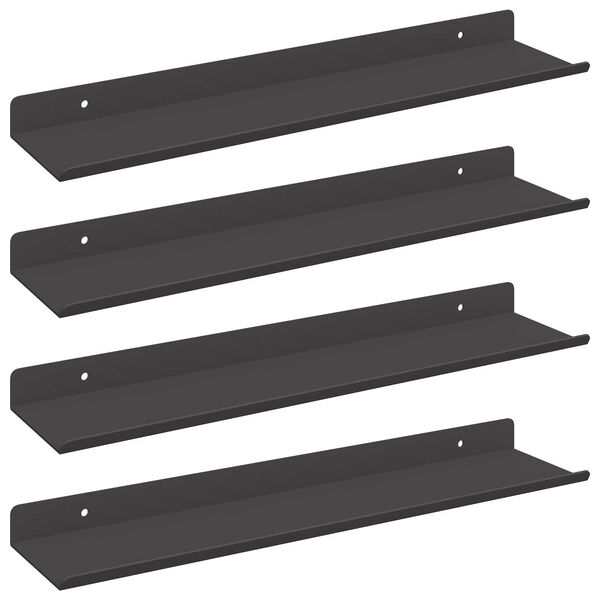 vidaXL &Eacute;tag&egrave;re flottante 4 pcs Noir 40 x 9 x 2,5 cm Acier