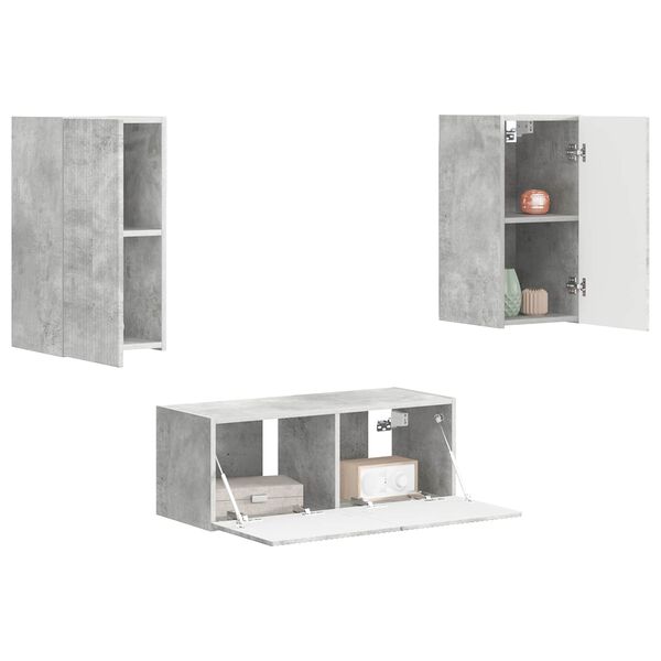 vidaXL Ensemble meuble TV 2 pcs Gris b&eacute;ton Bois d'ing&eacute;nierie