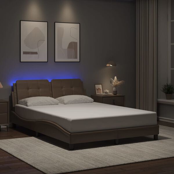 vidaXL Cadre de lit avec LED sans matelas Zadar cappuccino 120x200 cm