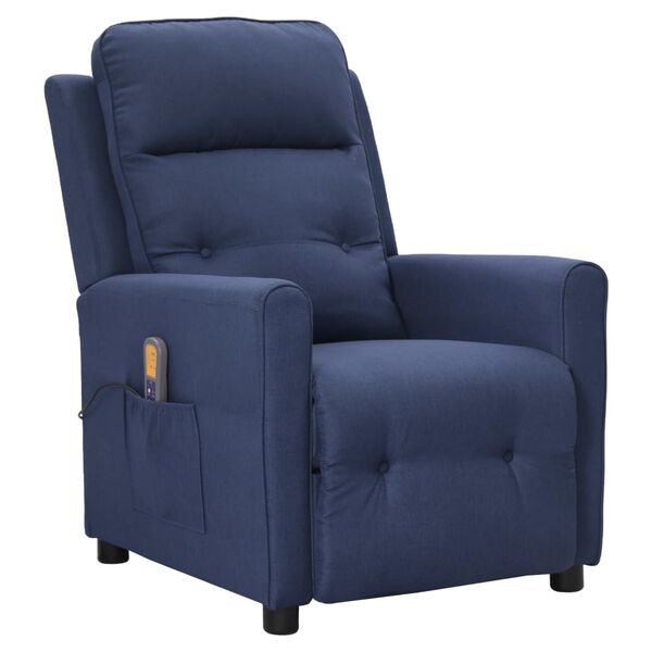 vidaXL Fauteuil de massage Bleu Tissu