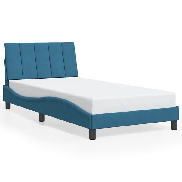 vidaXL Cadre de lit sans matelas Hanko bleu 100x200 cm velours