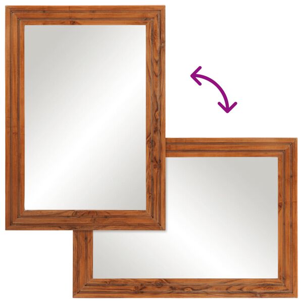 vidaXL Miroir salle de bain 50x70 cm bois massif d'acacia et verre