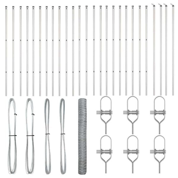 vidaXL Poteau de cl&ocirc;ture. Argent&eacute; 50 x 1,4 m (maillage de 36 mm) Acier