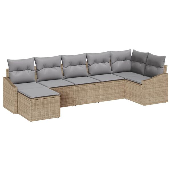 vidaXL Ensemble de canap&eacute; de jardin 7 pcs Beige et Gris clair