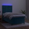 vidaXL Sommier &agrave; lattes de lit et matelas et LED Bleu fonc&eacute; 90x190 cm