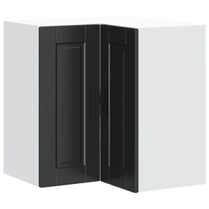 vidaXL Armoire d'angle murale de cuisine Porto noir bois d'ing&eacute;nierie