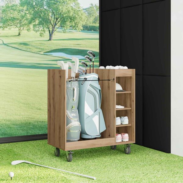 vidaXL Armoire de Golf avec roue Uni Ch&ecirc;ne artisanal 90 x 45 x 98 cm