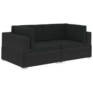 vidaXL Chaises d'angles lot de 2 avec coussins R&eacute;sine tress&eacute;e Noir