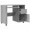 vidaXL Bureau avec roulettes Gris 91 x 50 x 77 cm Bois d'ing&eacute;nierie