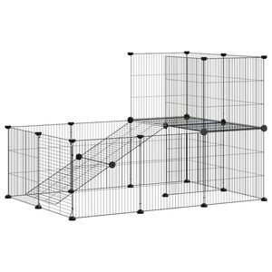 vidaXL Cage animaux de compagnie &agrave; 20 panneaux et porte Noir 105x70x70 cm