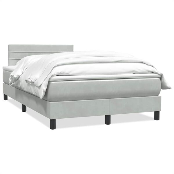 vidaXL Sommier &agrave; lattes de lit et matelas gris clair 120x210cm velours