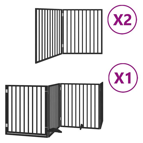 vidaXL Barri&egrave;re pour chien porte pliable 8 panneaux noir bois peuplier
