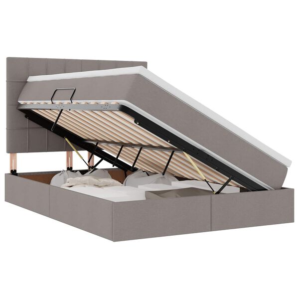 vidaXL Lit avec rangement et matelas Taupe 140 x 190 cm Polyester