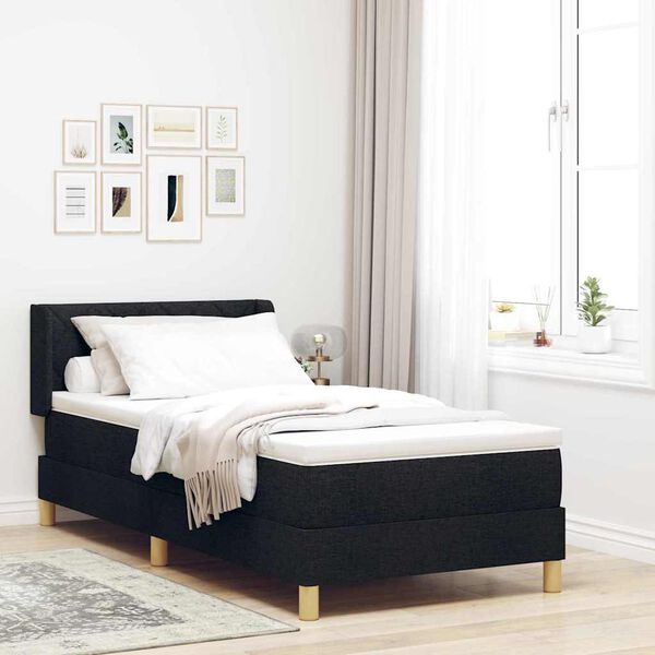 vidaXL Lit &agrave; ressorts avec matelas Noir 200 x 90 cm Polyester