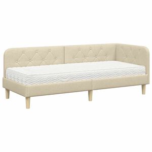 vidaXL Cadre de lit d'angle Cr&egrave;me 80 x 200 cm tissu