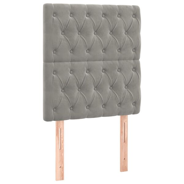 vidaXL T&ecirc;te de lit &agrave; LED Gris clair 80x7x118/128 cm Velours