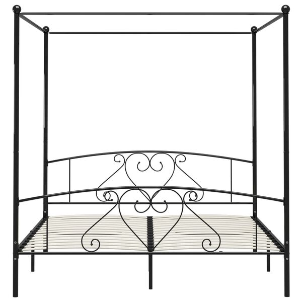 vidaXL Cadre de lit sans matelas avec baldaquin noir 200x200 cm m&eacute;tal