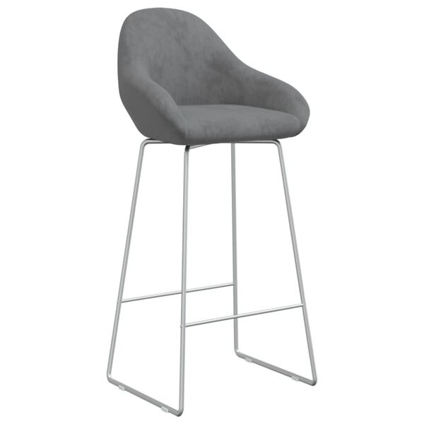 vidaXL Tabouret de bar Gris clair Velours