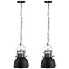 vidaXL Plafonnier métallique 2 pcs Hauteur réglable Moderne Noir