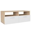 vidaXL Meuble TV Bois d&rsquo;ing&eacute;nierie 95x35x36 cm Ch&ecirc;ne et blanc