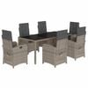 vidaXL Ensemble &agrave; manger de jardin et coussins 7 pcs gris rotin