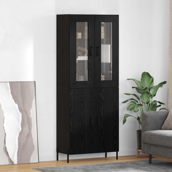 vidaXL Haut Armoire Ch&ecirc;ne noir 69,5 x 34 x 180 cm Bois d'ing&eacute;nierie