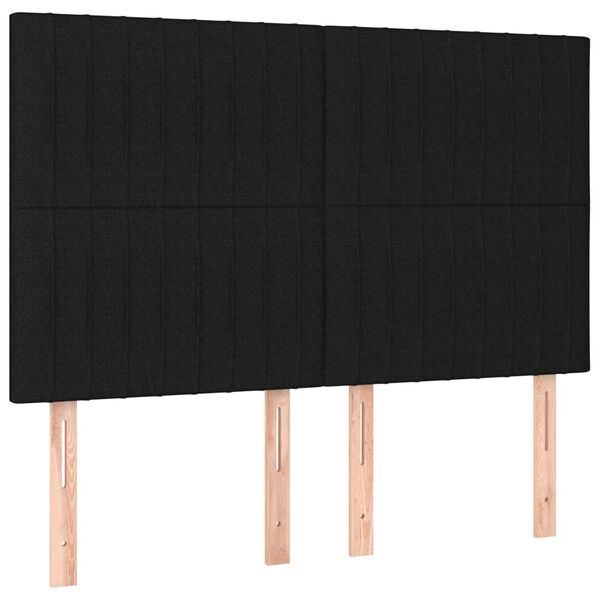 vidaXL T&ecirc;te de lit &agrave; LED Noir 144x5x118/128 cm Tissu